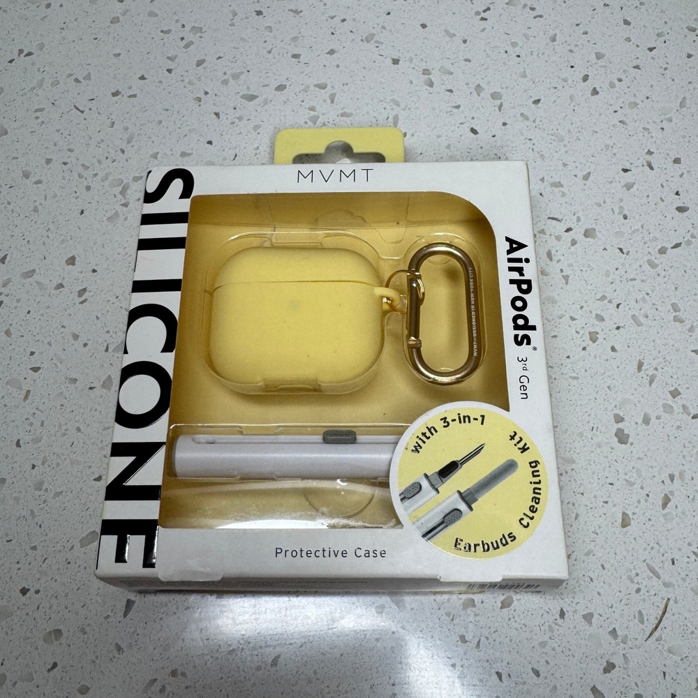 NIB‎ MVMT Yellow Silicone Case for AirPods 3rd Gen with 3-in-1 Cleaning Kit